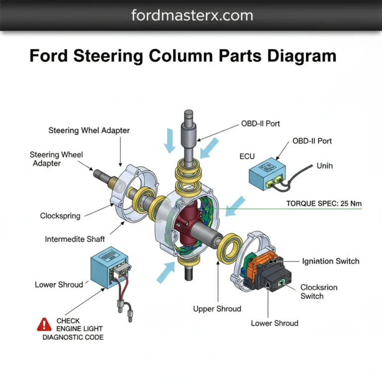 ford steering column parts diagram diagram with labeled components and explanations