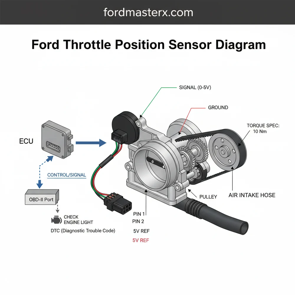 ford throttle position sensor diagram diagram with labeled components and explanations