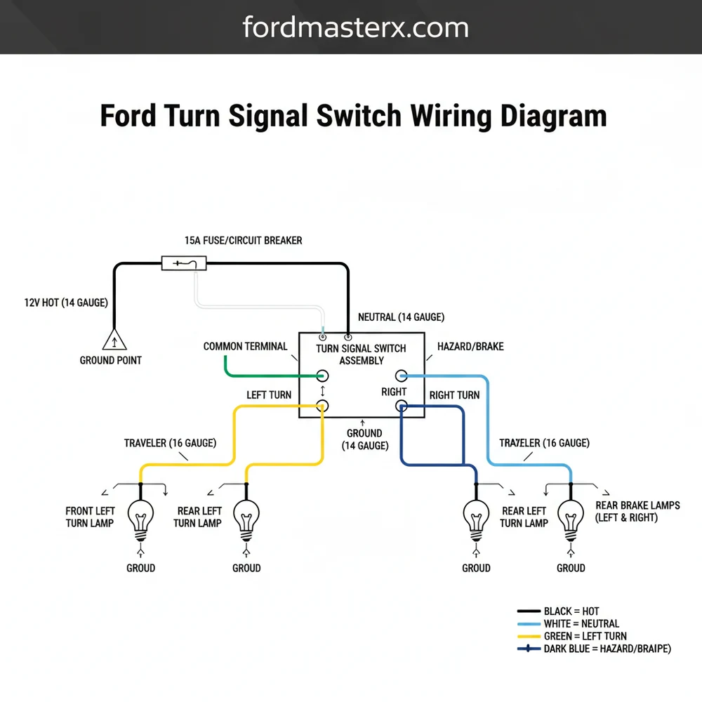 ford turn signal switch wiring diagram diagram with labeled components and explanations
