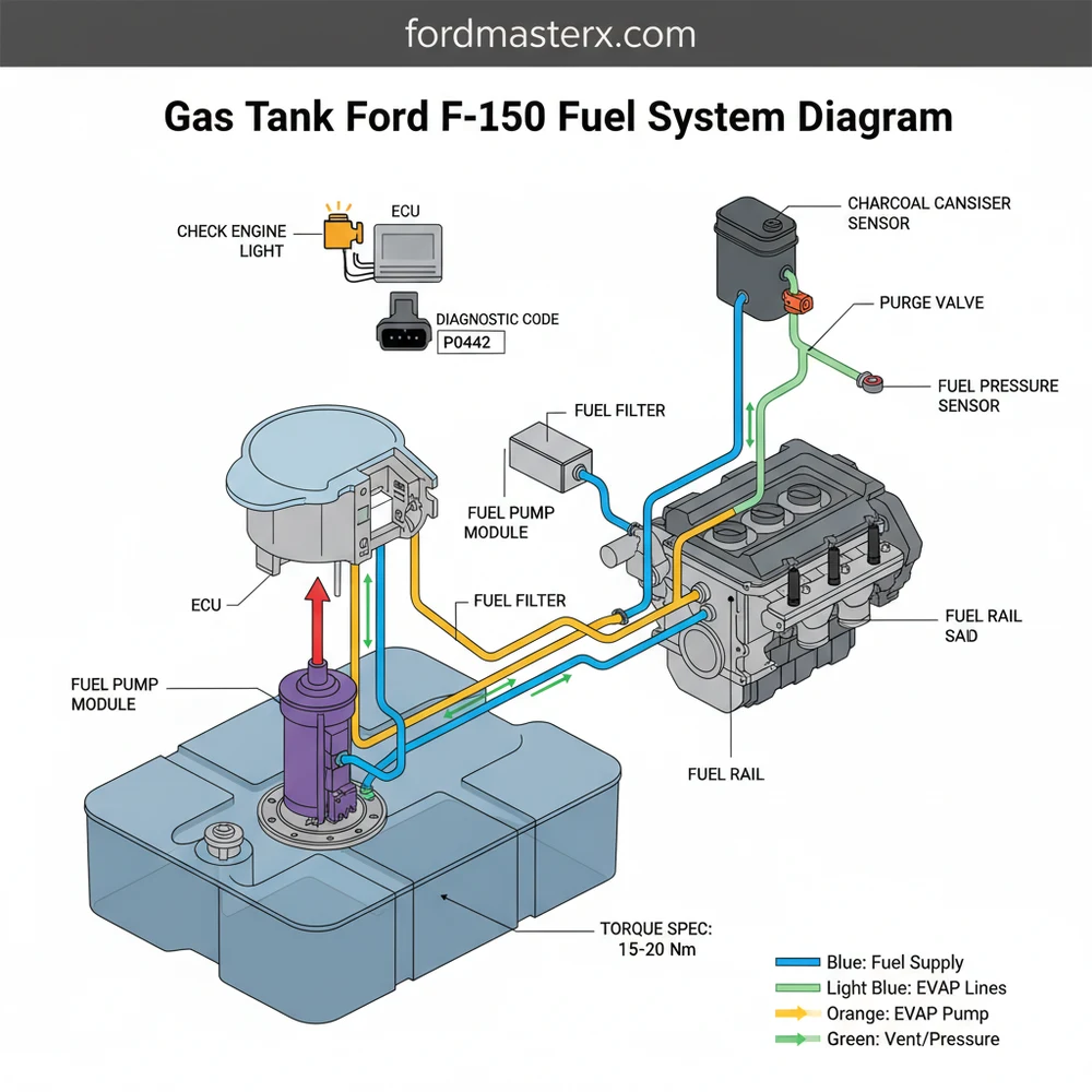 gas tank ford f150 fuel system diagram diagram with labeled components and explanations