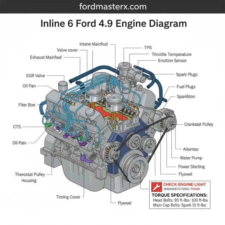 inline 6 ford 4.9 engine diagram diagram with labeled components and explanations