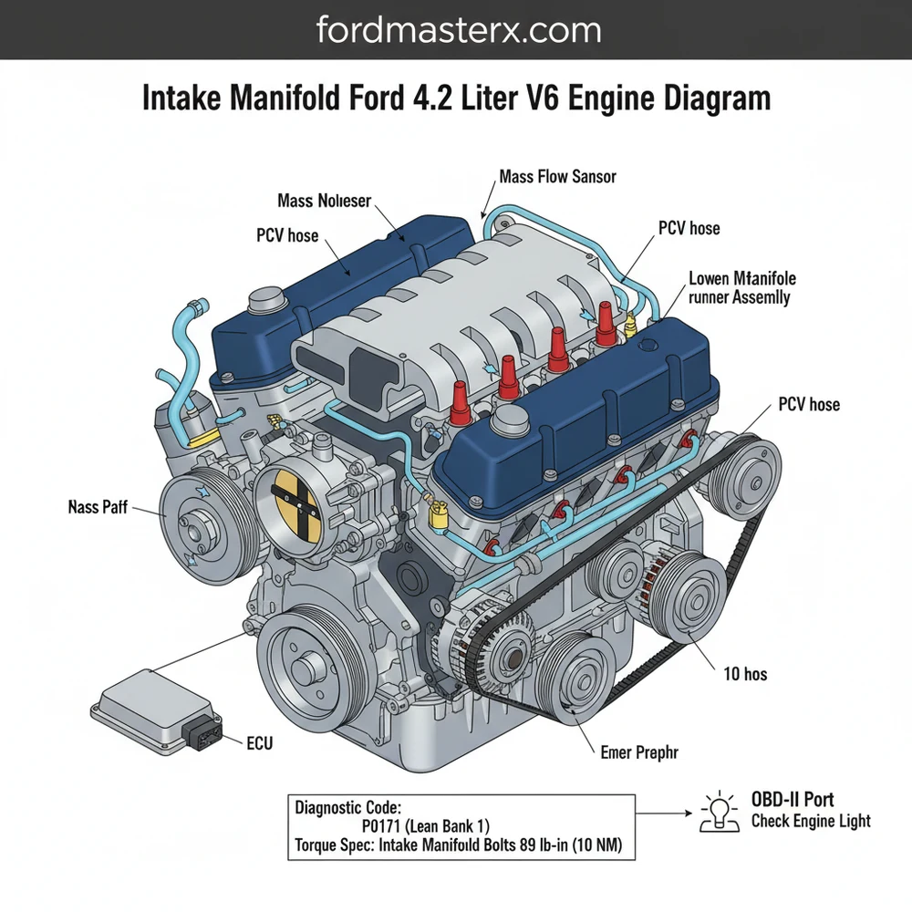 intake manifold ford 4.2 liter v6 engine diagram diagram with labeled components and explanations