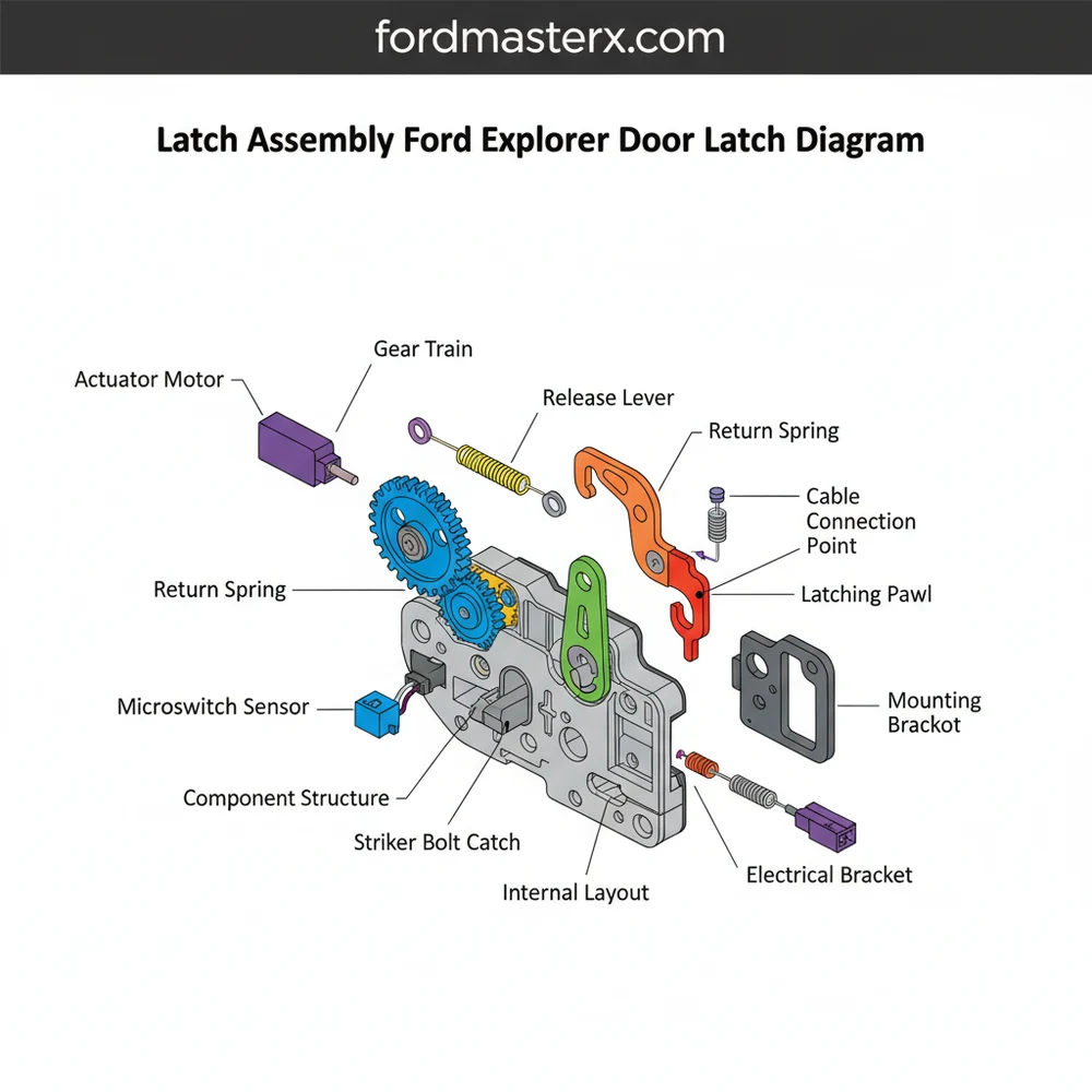 latch assembly ford explorer door latch diagram diagram with labeled components and explanations