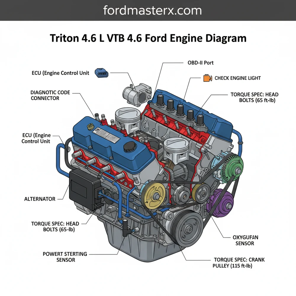 triton 4.6 l v8 4.6 ford engine diagram diagram with labeled components and explanations