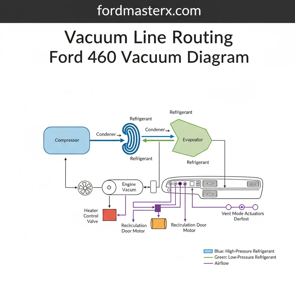 vacuum line routing ford 460 vacuum diagram diagram with labeled components and explanations
