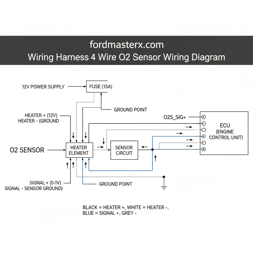 wiring harness 4 wire o2 sensor wiring diagram diagram with labeled components and explanations