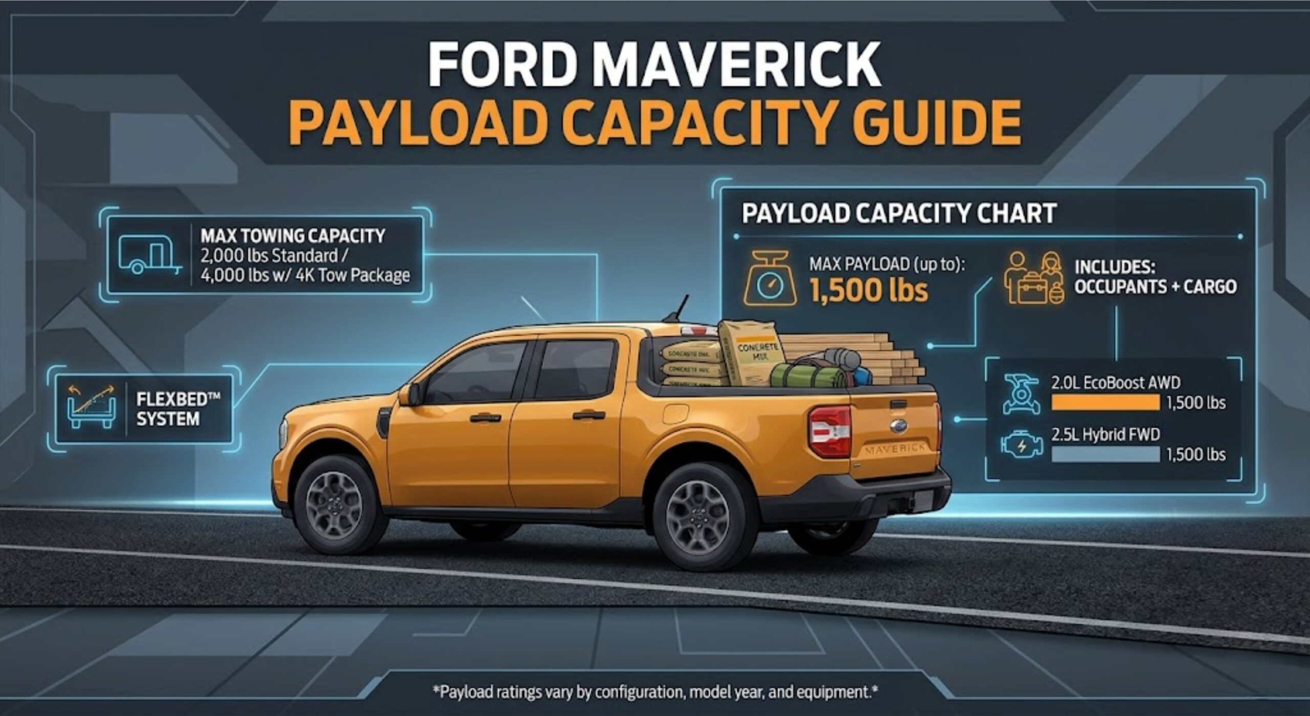 Ford Maverick payload capacity chart