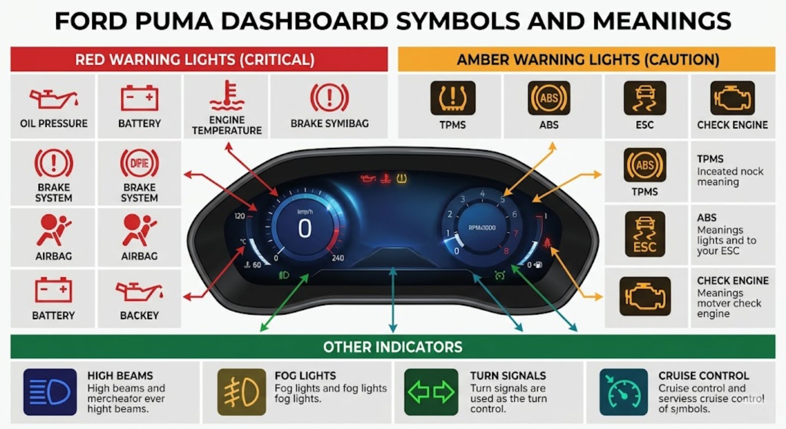 ford puma dashboard symbols and meanings