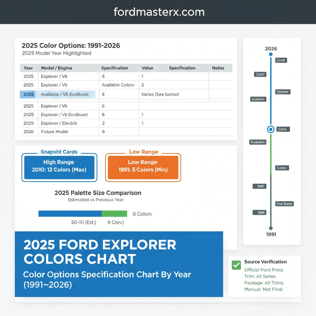 2025 Ford Explorer Colors Color Options Specification Chart By Year (1991–2026): 2025 2 2025 ford explorer colors chart color options
