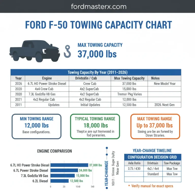 Ford F-250 Towing Capacity Chart By Year (2011–2026)