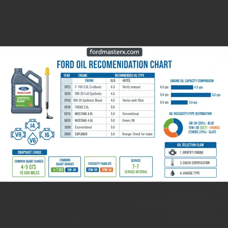 Ford Oil Recommendation Oil Capacity & Type Chart By Year: All Engines