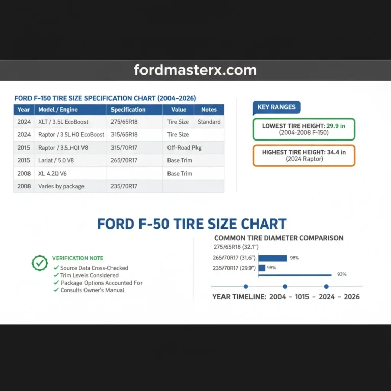 Ford F150 Tire Size Specification Chart By Year (2004–2026)