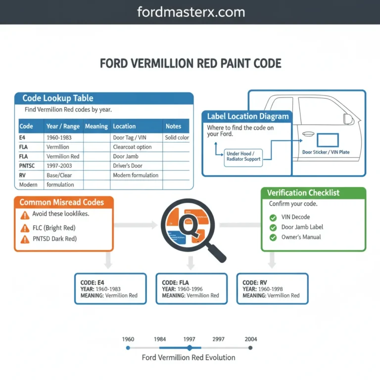 Ford Vermillion Red Code Chart By Year: Identification Guide
