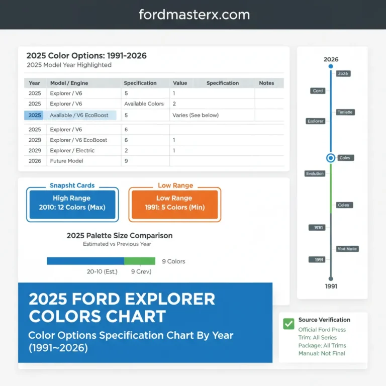 2025 Ford Explorer Colors Color Options Specification Chart By Year (1991–2026): 2025