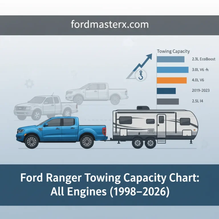 2026 Ford Ranger Towing Capacity Chart: All Engines (1998–2026) – Data-Driven Guide