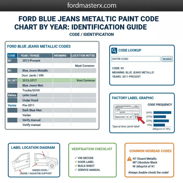 Ford Blue Jeans Metallic Code Chart By Year: Identification Guide