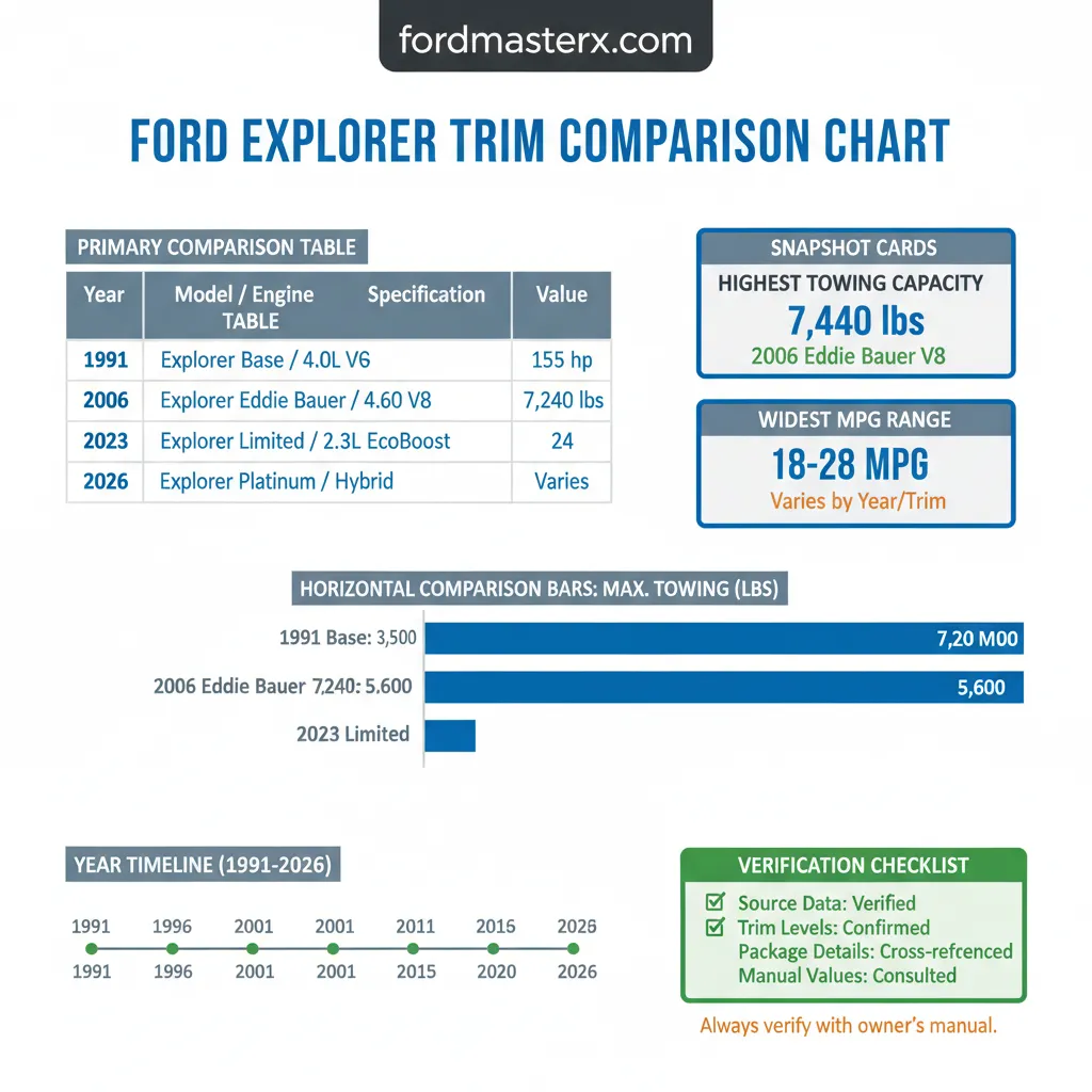 ford explorer trim comparison chart