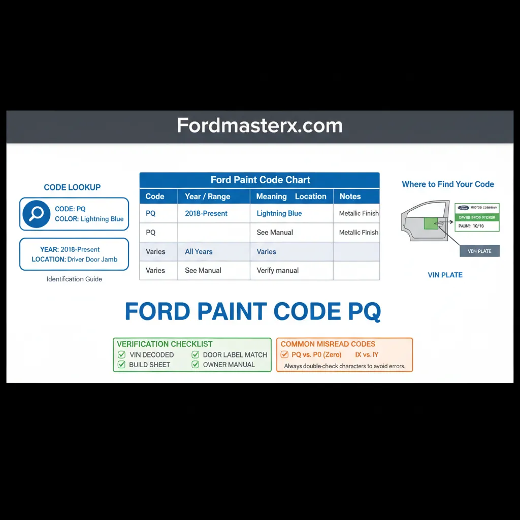 Ford Code Chart By Year: Identification Guide 2 ford paint code pq