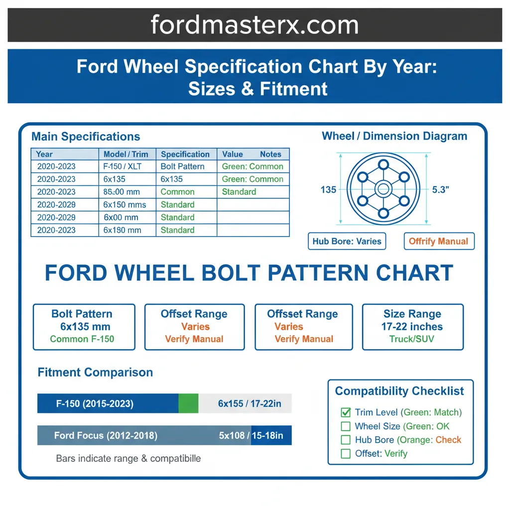 Ford Wheel Specification Chart By Year: Sizes & Fitment 2 ford wheel bolt pattern chart