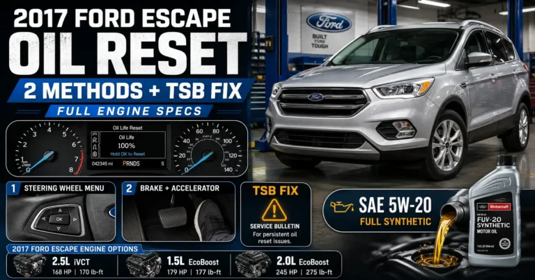 2017 Ford Escape Oil Reset — 2 Methods, TSB Fix, and Full Engine Specs