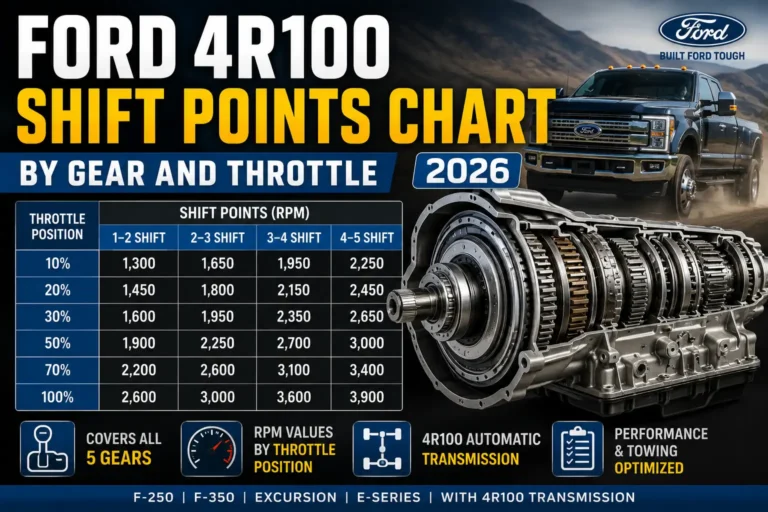 Ford 4R100 Shift Points Chart by Gear and Throttle