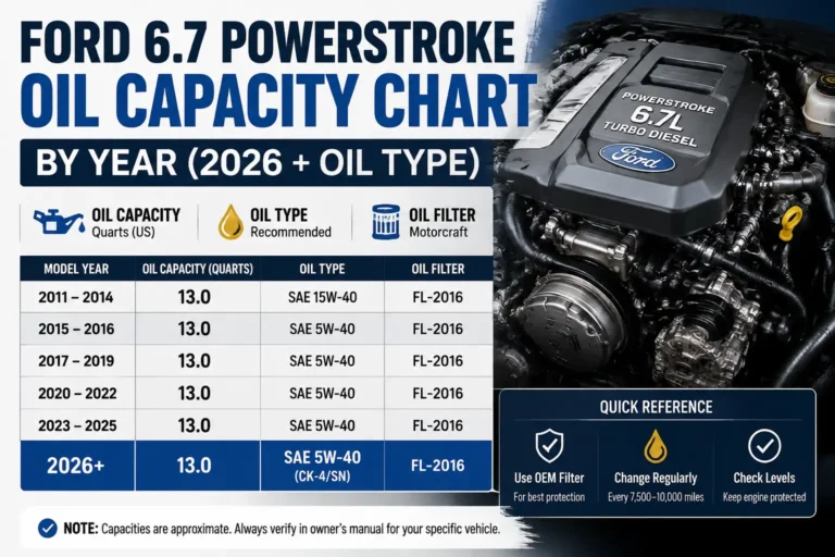 Ford 6.7 PowerStroke Oil Capacity Chart By Year (2026 + Oil Type) 195 Ford 6.7 PowerStroke Oil Capacity Chart By Year (2026 + Oil Type)