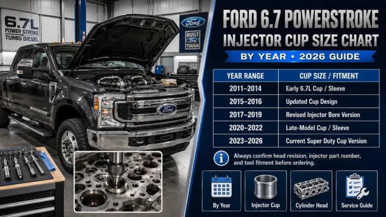 Ford 6.7 Powerstroke Injector Cup Size Chart by Year 2026