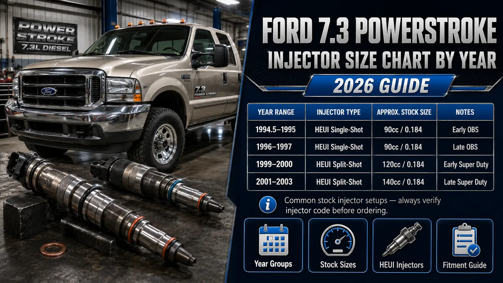 Ford 7.3 Powerstroke Injector Size Chart by Year 2026