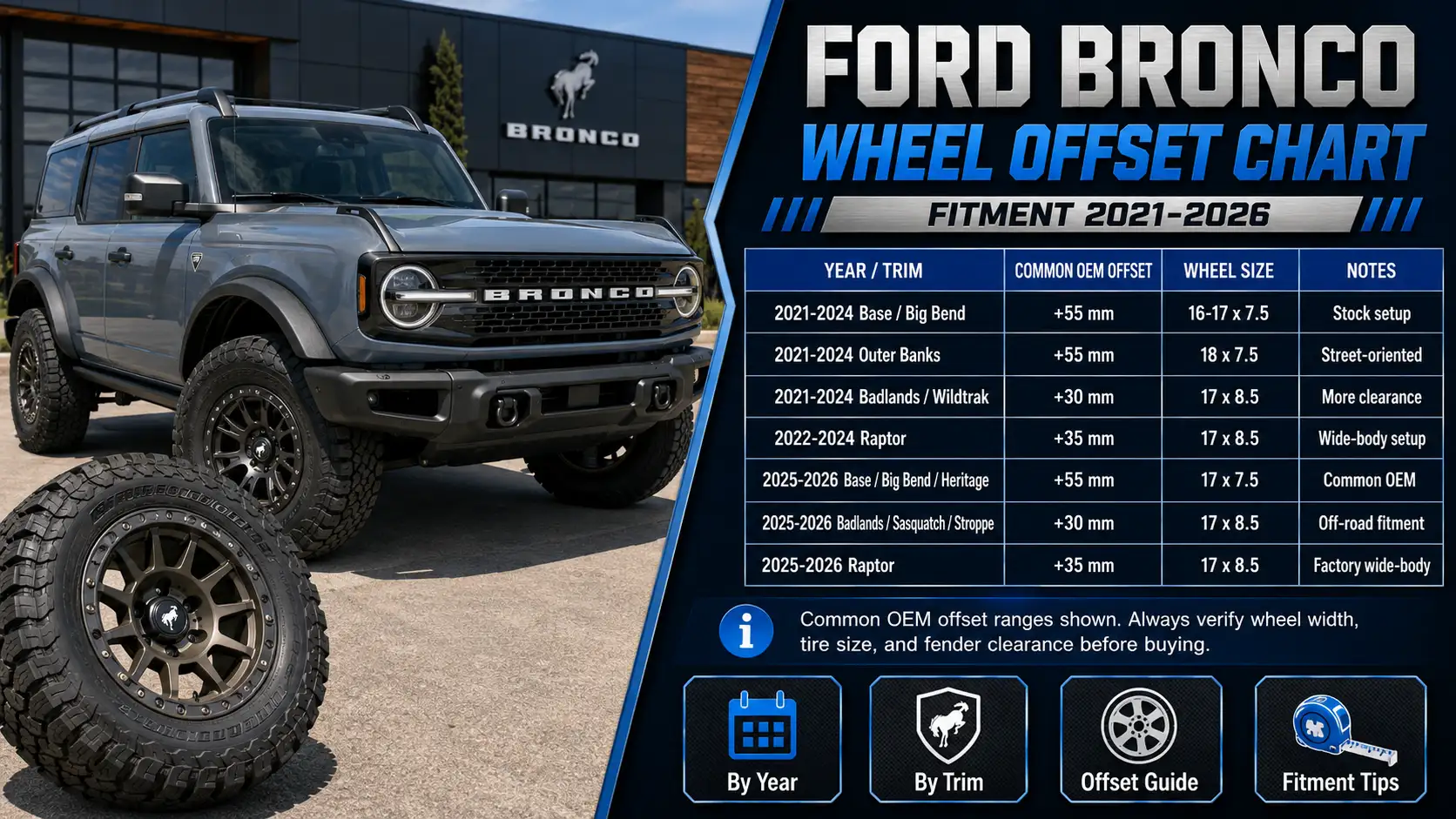 Ford Bronco Wheel Offset Chart: Fitment 2021-2026