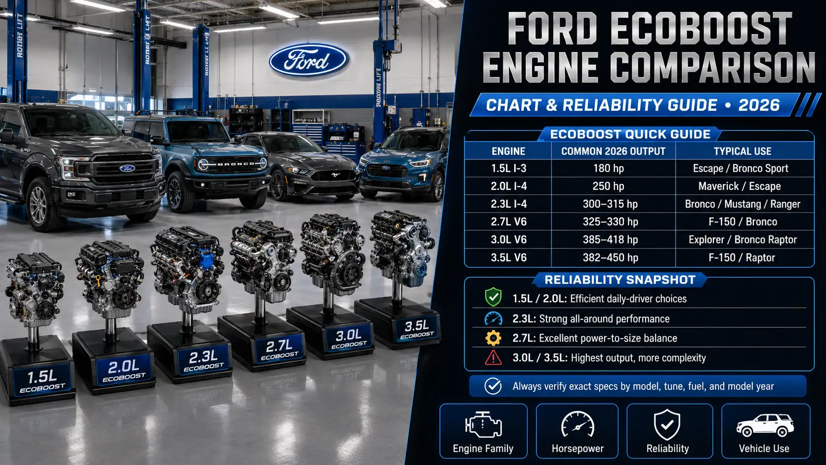 Ford EcoBoost Engine Comparison Chart and Reliability Guide 2026