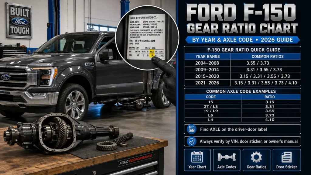 Ford F150 Gear Ratio Chart by Year and Axle Code 2026 3 Ford F150 axle code label used to find gear ratio