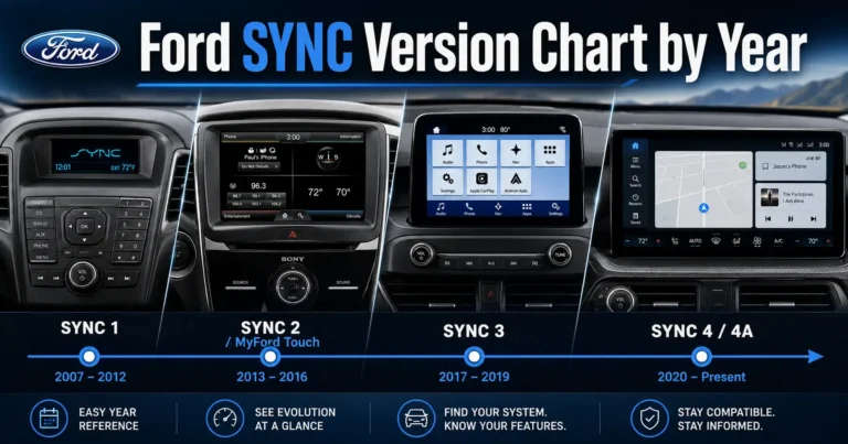Ford SYNC Version Chart by Year