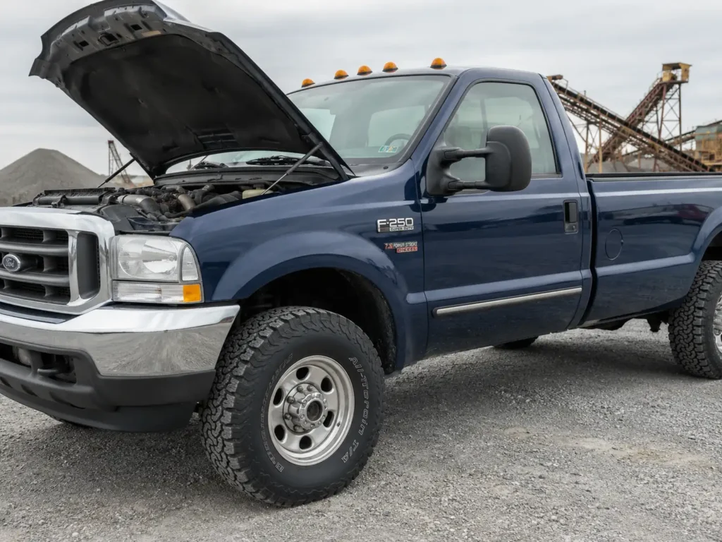Ford 7.3 Powerstroke Injector Size Chart: Stock Codes and Upgrade Stages by Year 2026 2 1999 Ford F-250 Super Duty 7.3 Powerstroke truck with hood open