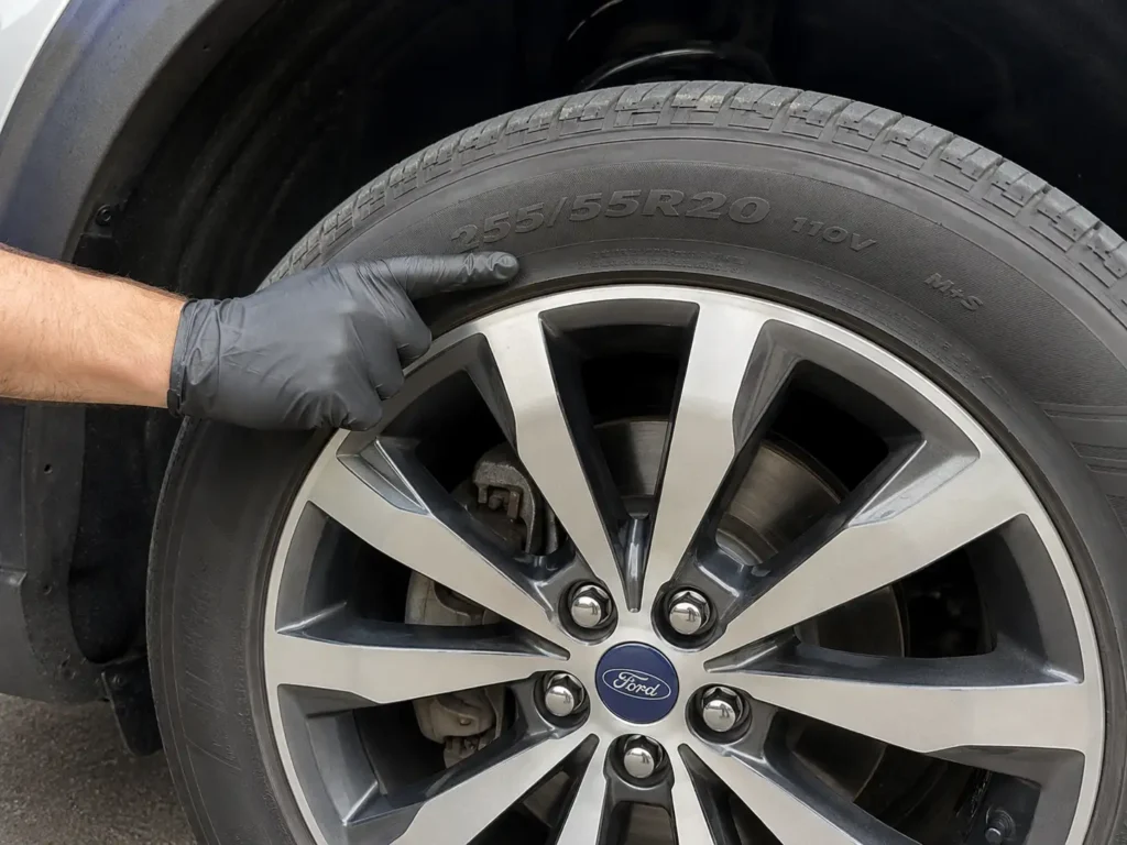 Ford Explorer Wheel Size Chart By Year And Trim 2026 3 Ford Explorer tire size code shown on wheel sidewall