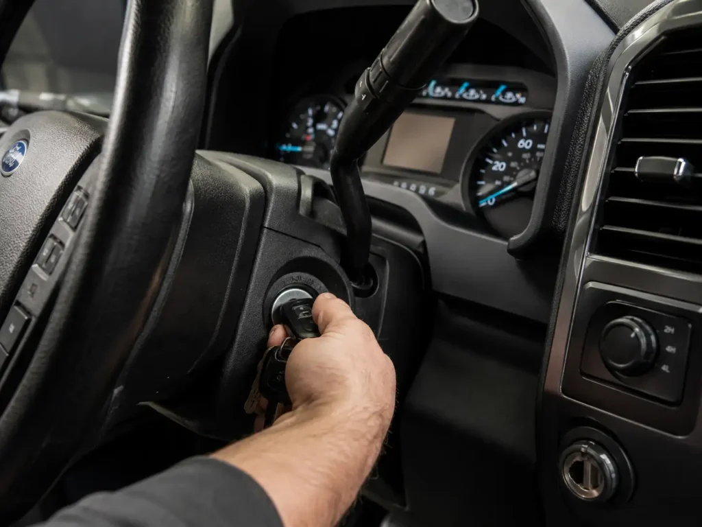 Turning ignition key to prime 6.7 Powerstroke fuel system