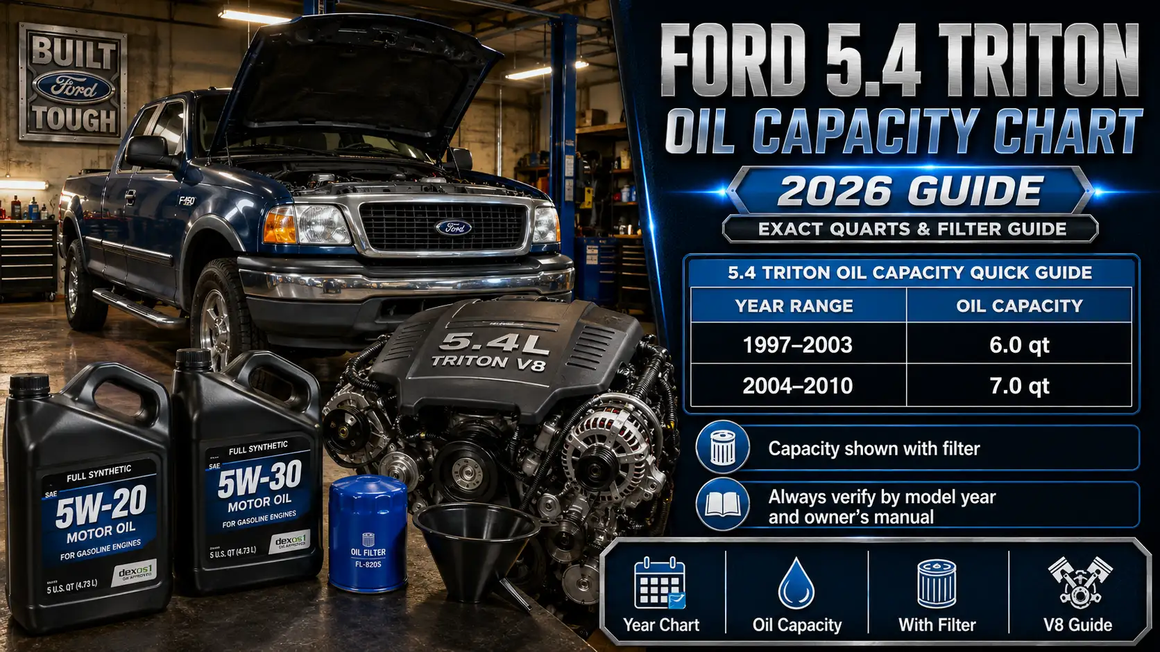 ford 5.4 triton oil capacity chart