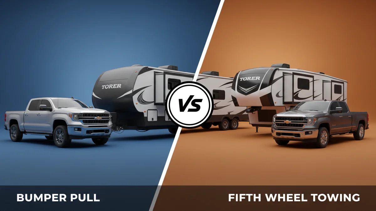 Bumper Pull vs Fifth Wheel Towing side-by-side comparison