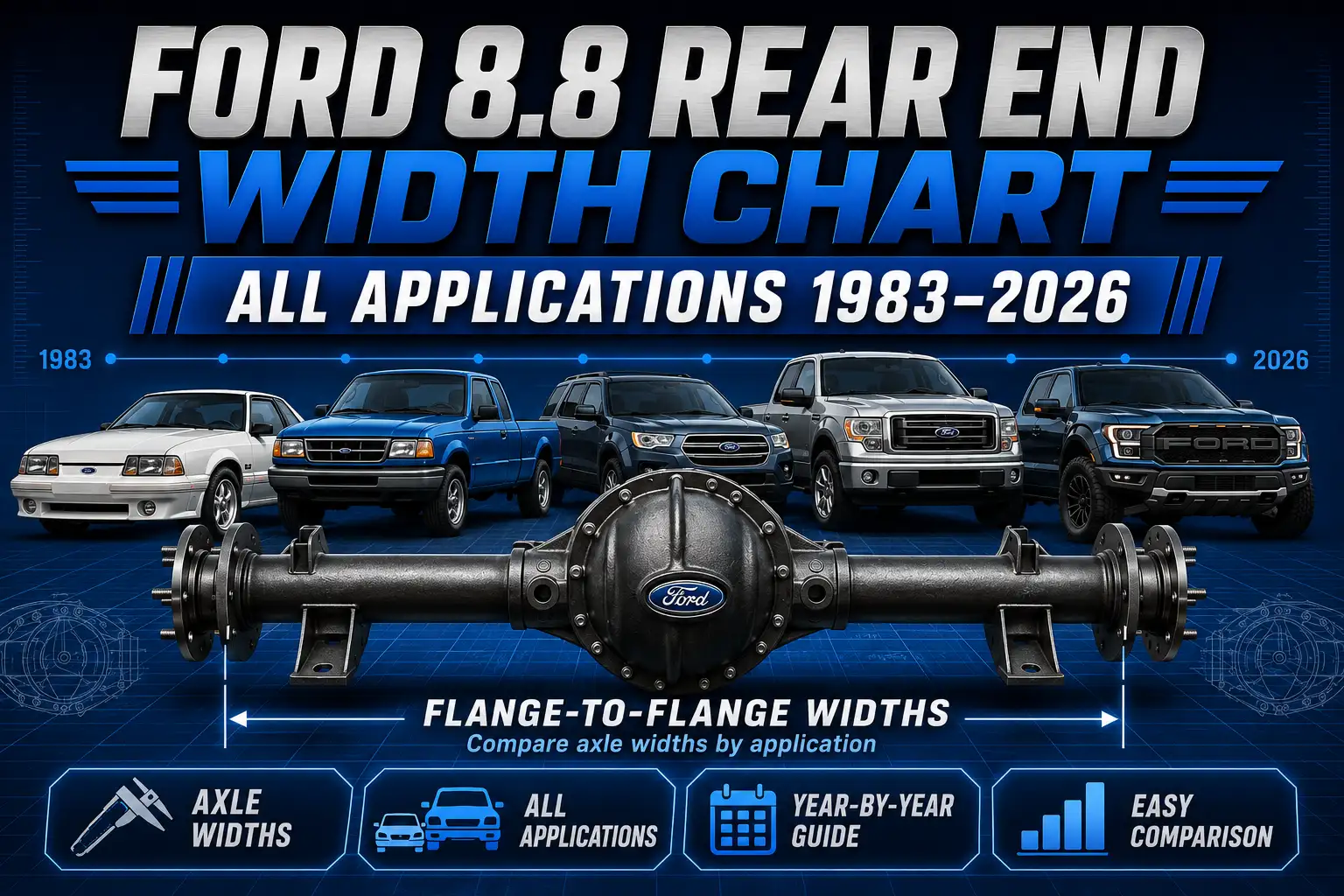 Ford 8.8 Rear End Width Chart: All Applications & Years (1983–2026) 1 Ford 8.8 Rear End Width Chart: All Applications & Years