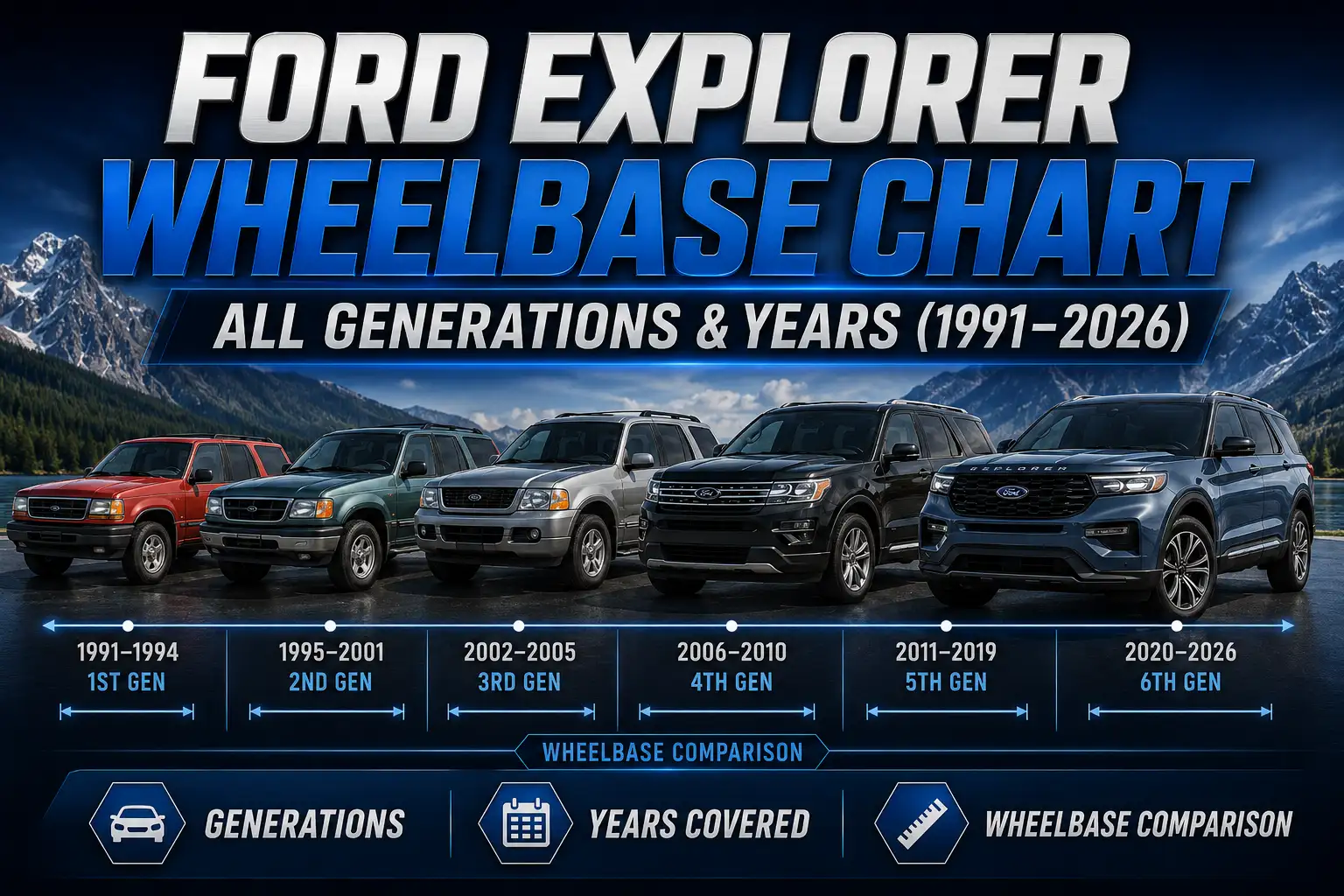 Ford Explorer Wheelbase Chart: All Generations & Years (1991–2026)