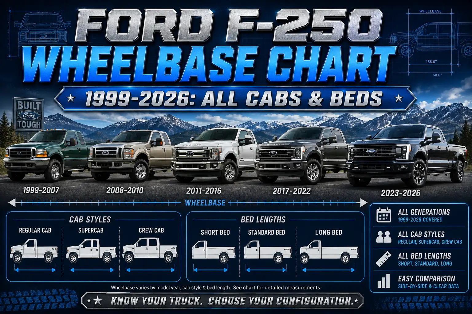 Ford F-250 Wheelbase Chart For Every Year And Cab 1 Ford F-250 Wheelbase Chart For Every Year And Cab