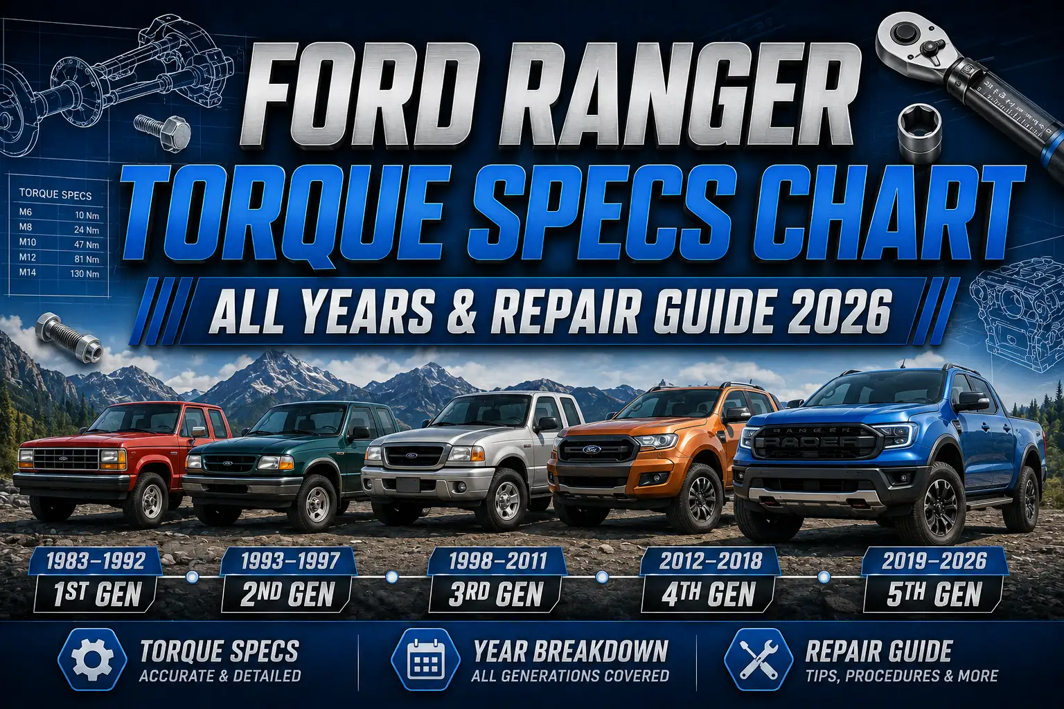 Ford Ranger Torque Specs Chart by All Years and Repair Guide 2026 1 Ford Ranger Torque Specs Chart by All Years and Repair Guide 2026