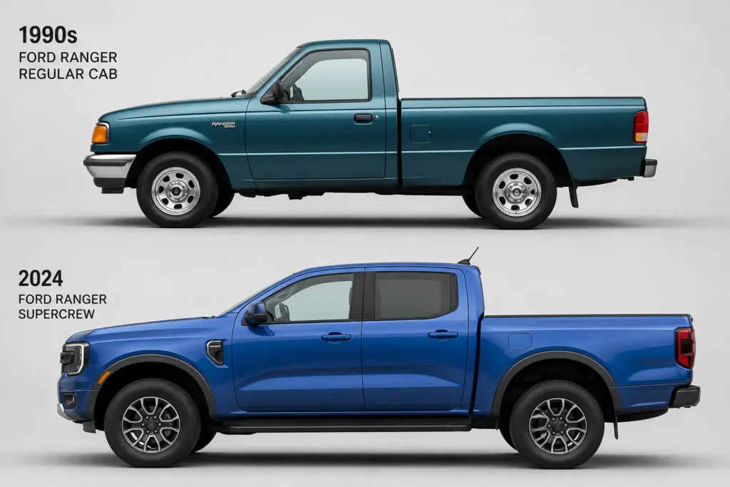 Ford Ranger Wheelbase Chart: Every Generation, Cab, and Bed 2026 3 Ford Ranger wheelbase comparison old versus new generation