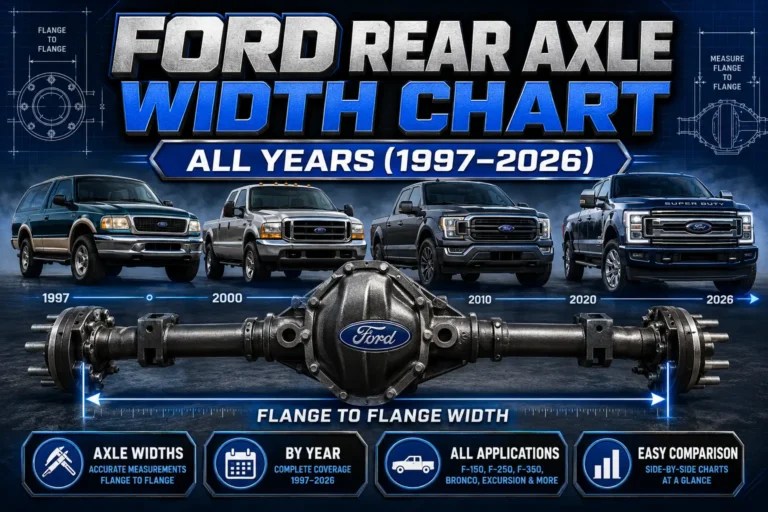 Ford Rear Axle Width Chart: All Years