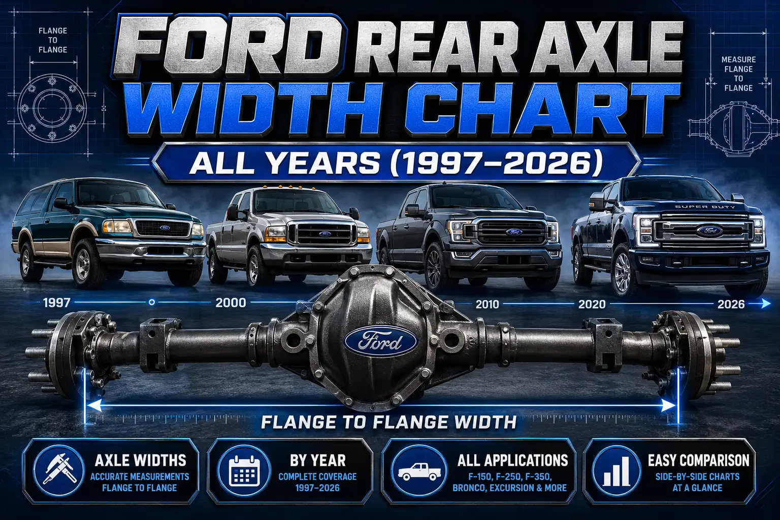 Ford Rear Axle Width Chart: All Years
