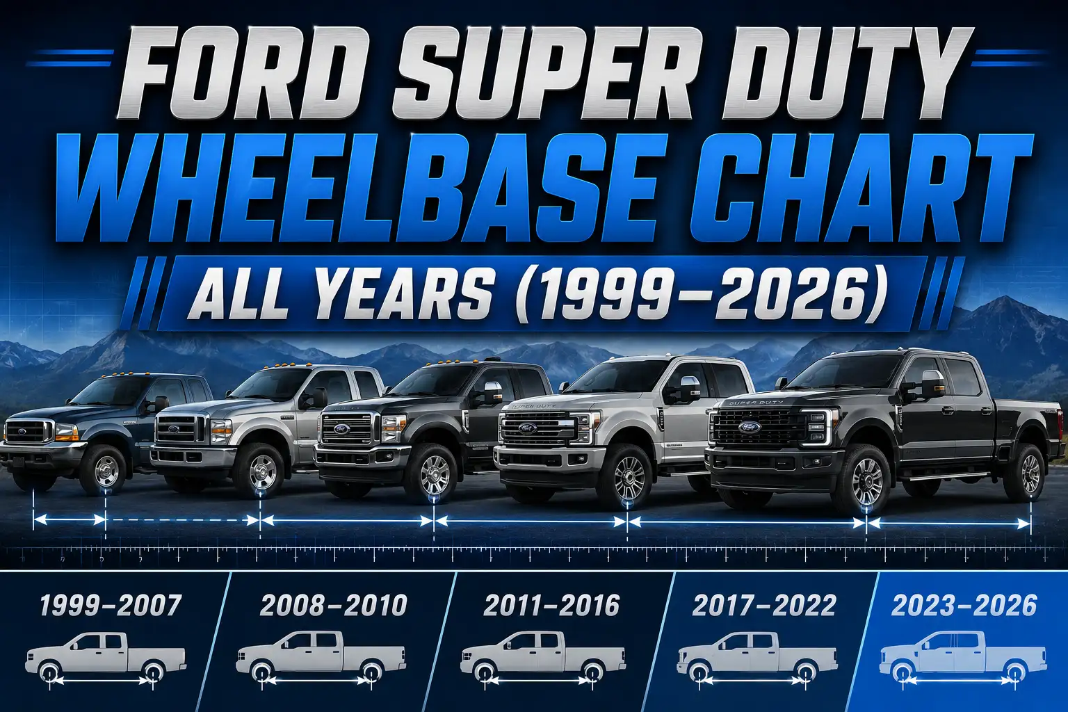 Ford Super Duty Wheelbase Chart: All Years (1999–2026)