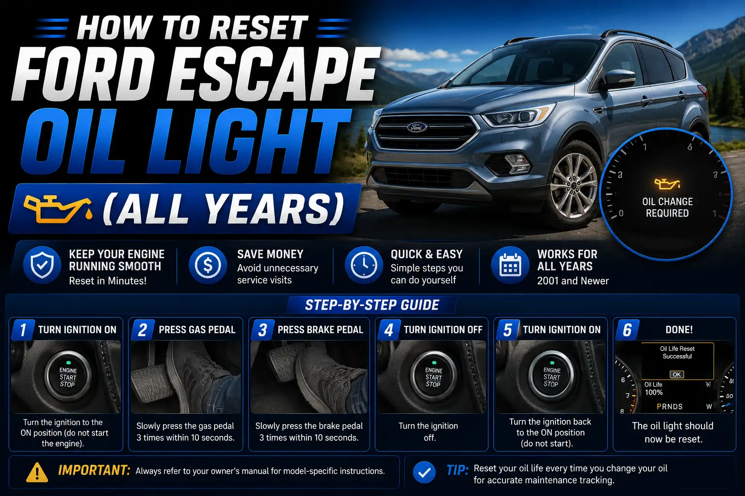 How to Reset Ford Escape Oil Light: All Generations (2001-2026) 1 How To Reset Ford Escape Oil Light (All Years)