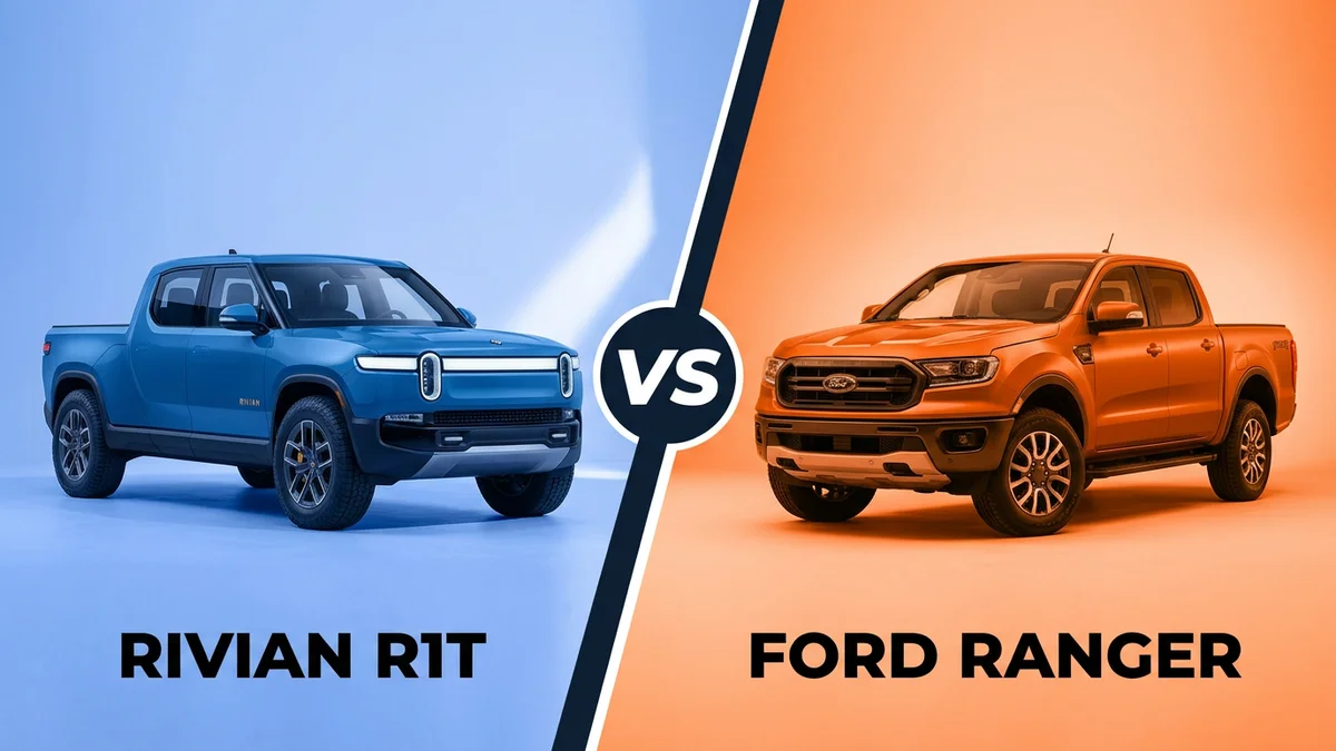 Rivian R1t vs Ford Ranger side-by-side comparison