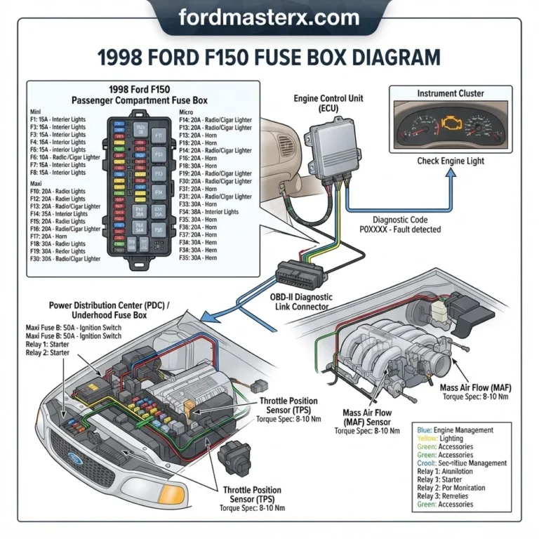 1998 ford f150 fuse box diagram diagram with labeled components and explanations