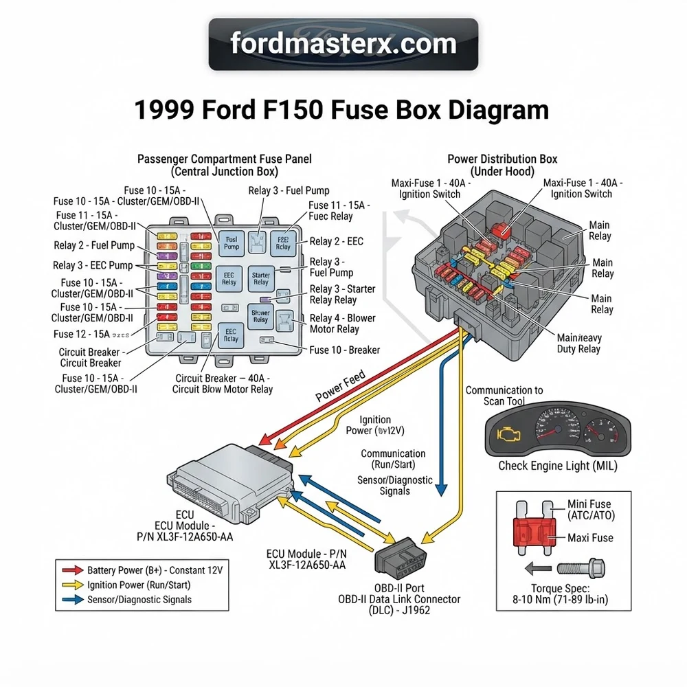 1999 ford f150 fuse box diagram diagram with labeled components and explanations