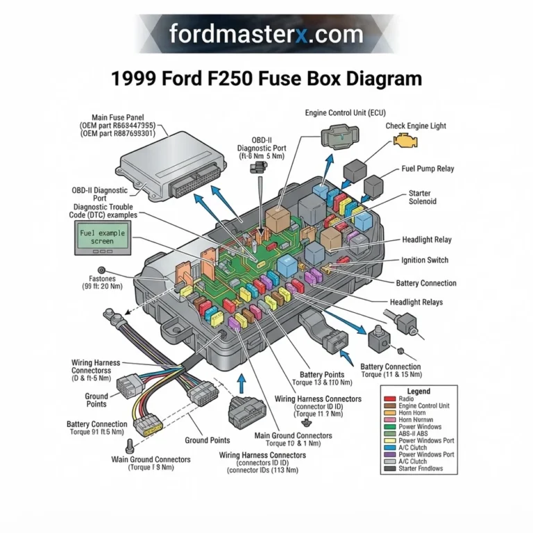 1999 ford f250 fuse box diagram diagram with labeled components and explanations
